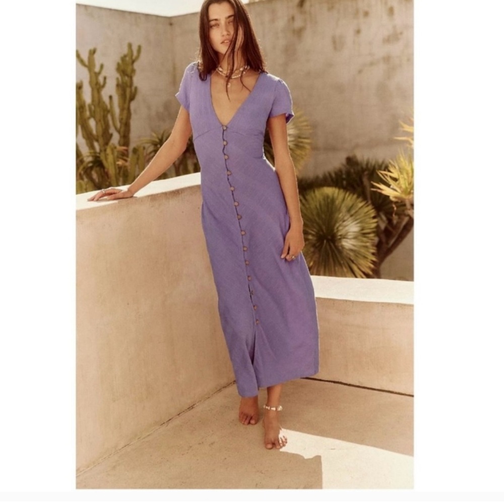 Free People New In Town MIDI Dress Lavender L